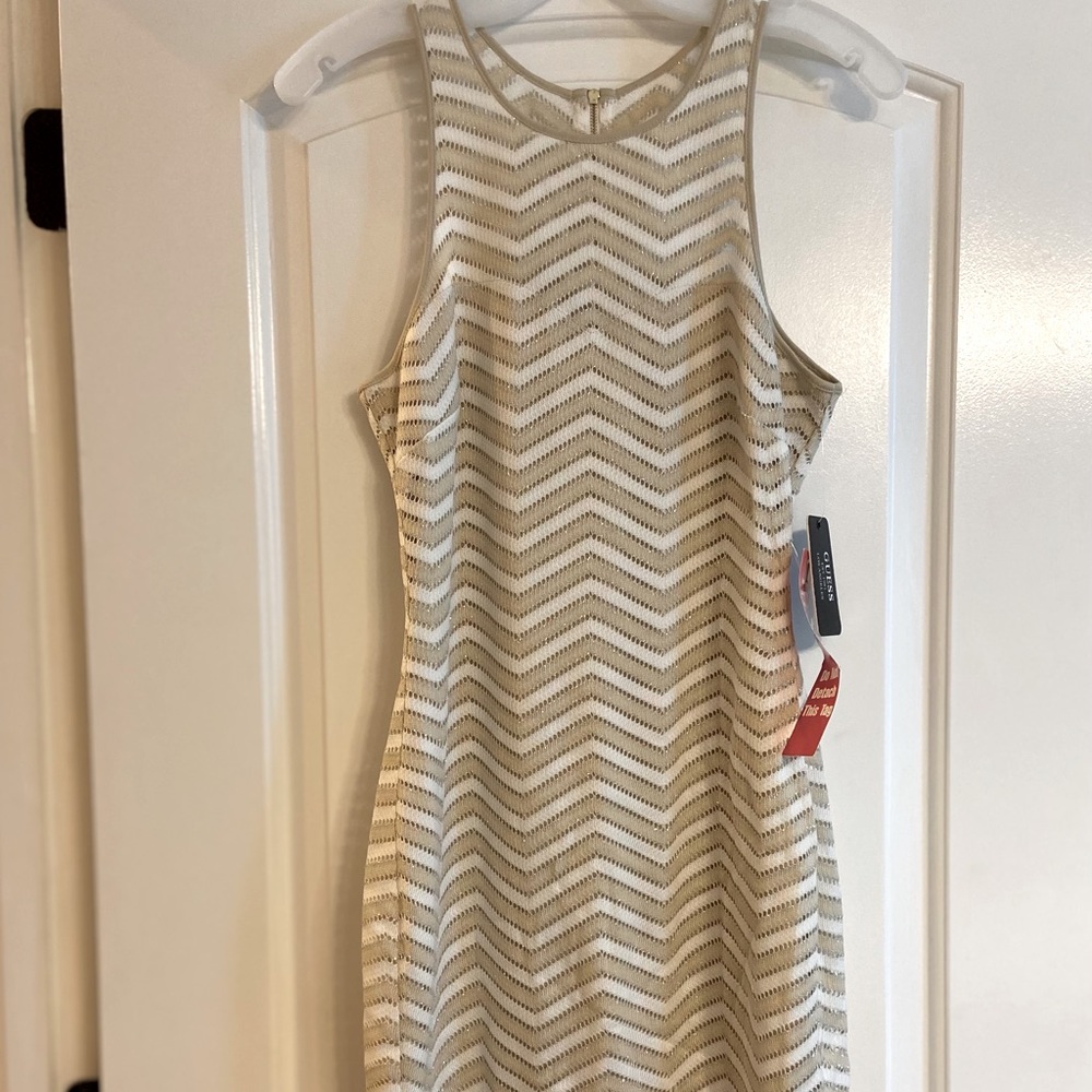 GUESS white and gold “holly” dress size 10 NWT
